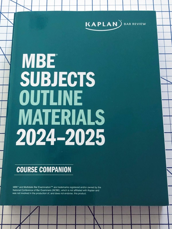 2024 – 2025 Kaplan Bar Review Multistate Bar Exam MBE Subjects Outline Materials