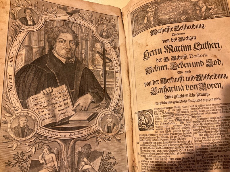 1656 GERMAN FAMILY BIBLE. 15 inches x10 x5 inch..located Lakewood,N.Y.binding ok