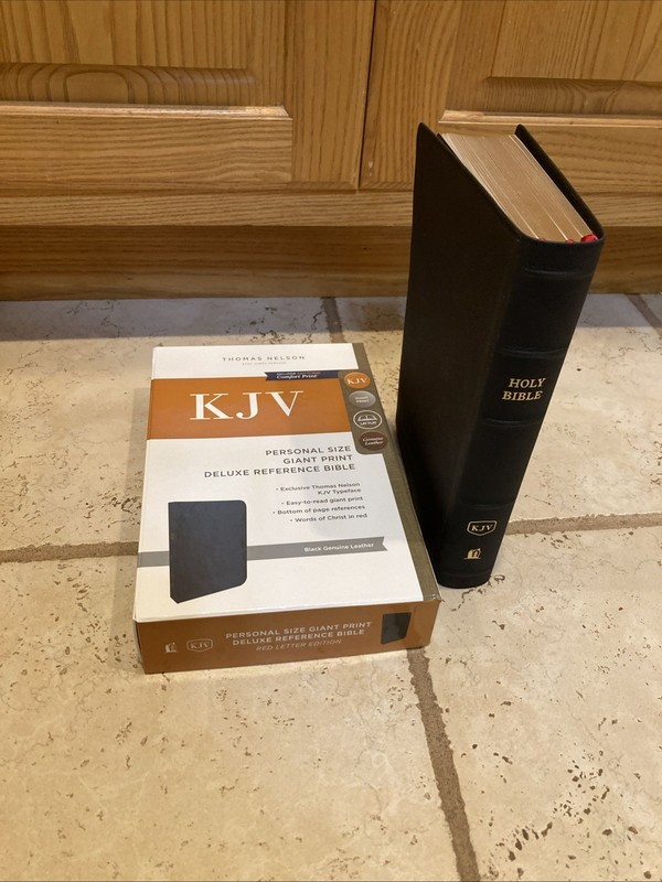 KJV Giant Print Personal Size Ref. Bible RED LETTER Black Genuine Leather
