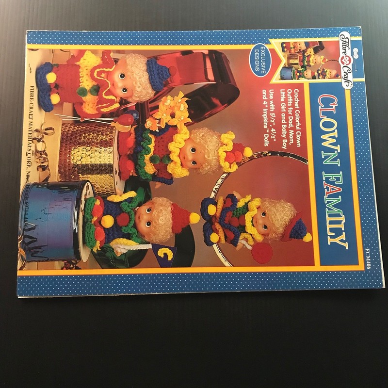 Clown Family Fibre-Craft Crochet Patterns Doll Outfits FCM406 Impkins gallery