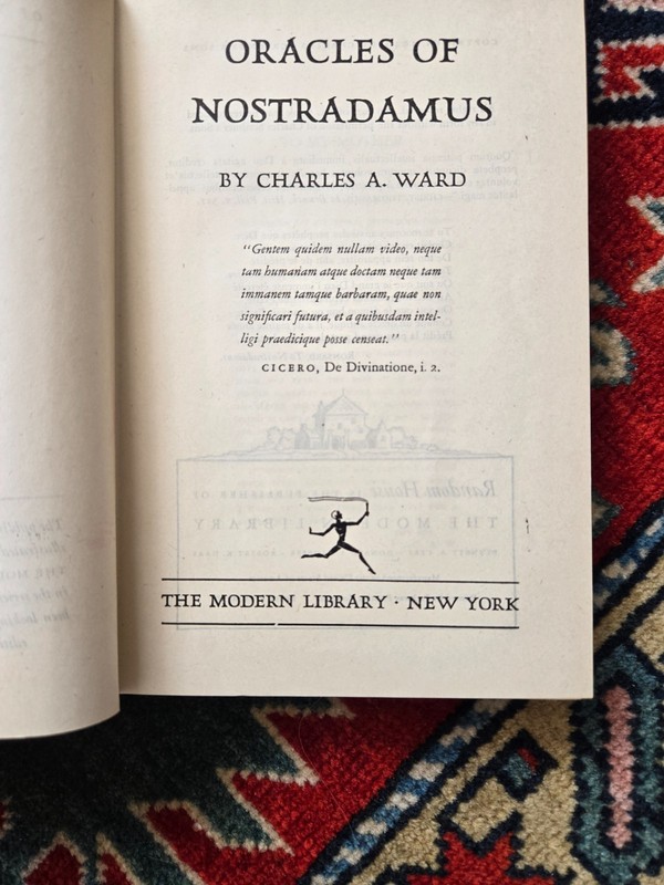 Modern Library ~Oracles of Nostradamus~ Charles A. Ward~ 1940 1st Edition ~ VG+ gallery