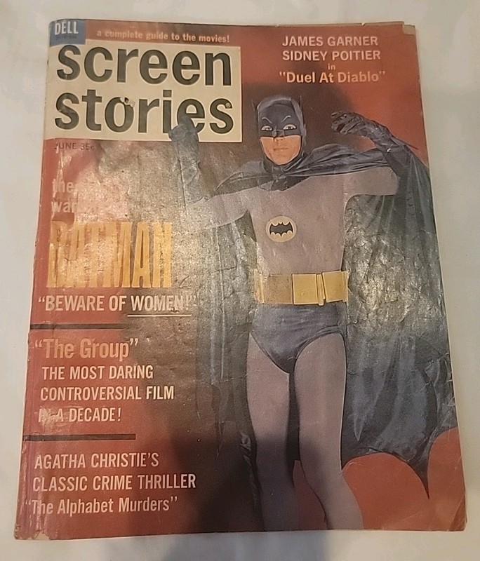 Vintage June 1966 Screen Stories magazine featuring Adam West as Batman 80 pages