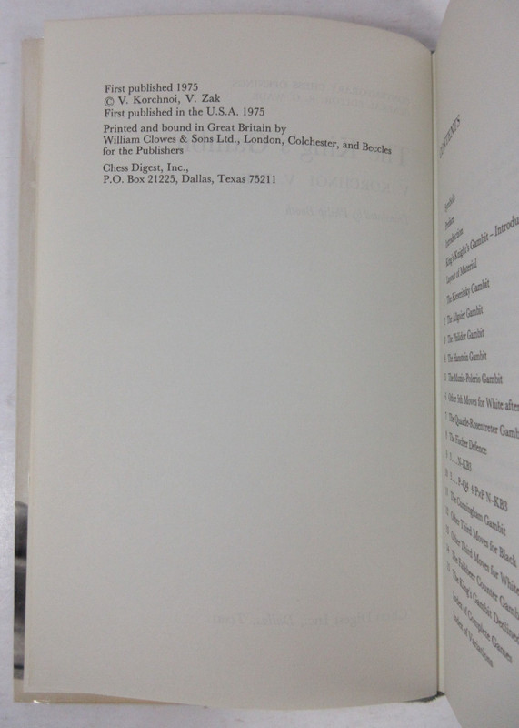 1st ED 1975 "The King's Gambit" Viktor Korchnoi, Vladimir Zak Chess HARDBACK DJ gallery