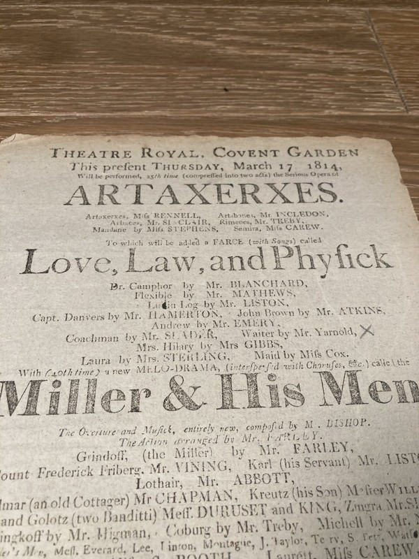 1814 Covent Garden Theatre Playbill Artaxerxes Hamlet Richard III Antique 3 gallery
