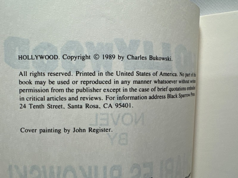 Hollywood by Charles Bukowski 1989 First Softcover Edition/1st Printing Vy Good gallery