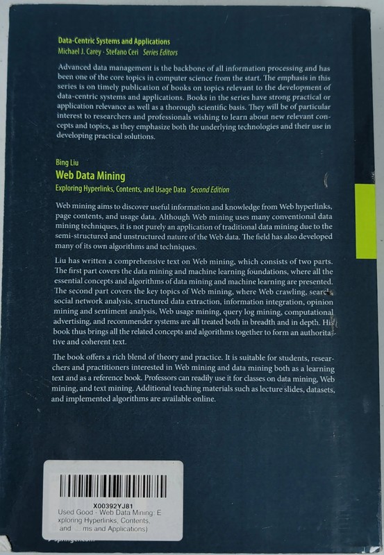 Web Data Mining Exploring Hyperlinks Contents Usage Data by Bing Liu Softcover gallery