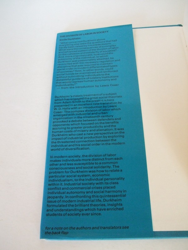 The Division of Labor in Society by Emile Durkheim. Free Press, 1984 gallery