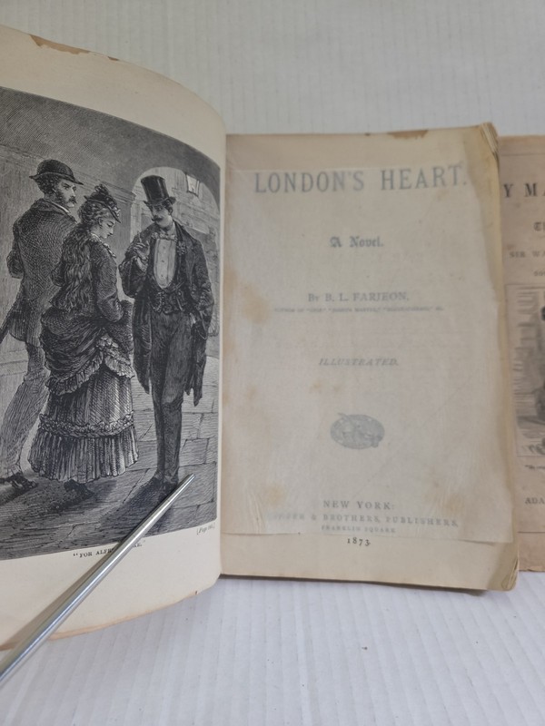 Lot Of 2 Antique Paperback Novels London's Heart 1873, Guy Mannering 1866 gallery