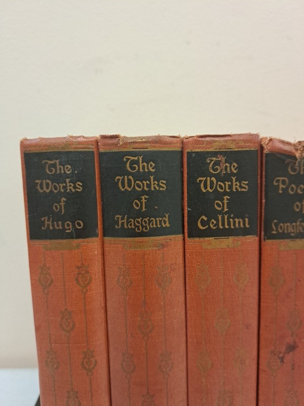 Lot Of 23 Red Antiquarian Books-Black's Readers Service-Works Of Kipling-Hugo++ gallery