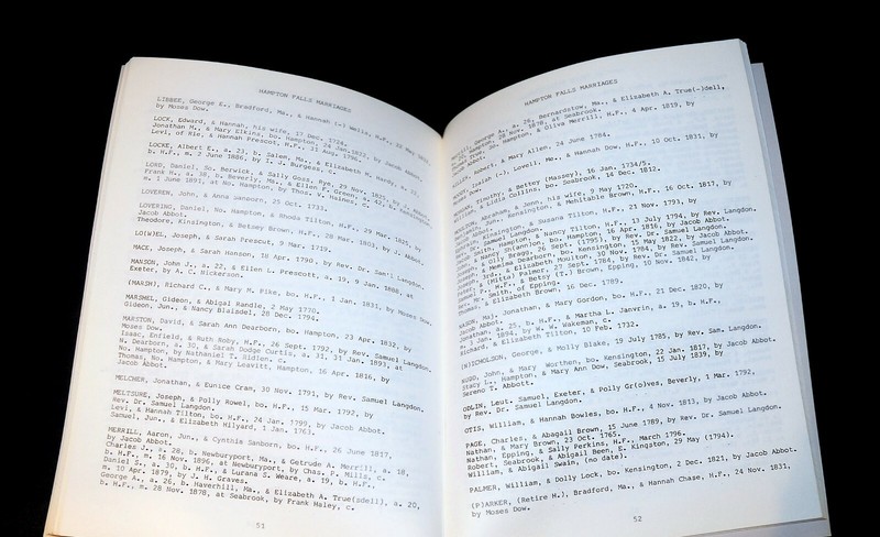 'Hampton Falls NH Vital Statistics' Town Records thru 1899 by Nichipar 184 Pages gallery