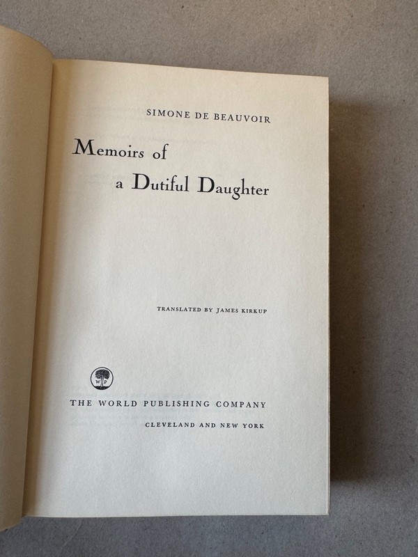 Memoirs of a Dutiful Daughter by Simone de Beauvoir - First Edition 1959, HC/DJ gallery