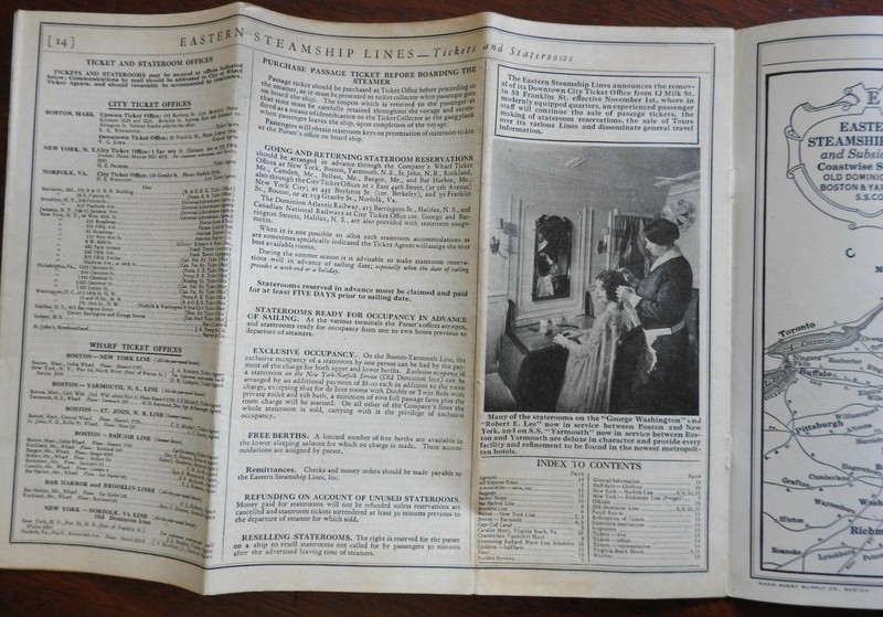 Eastern Steamship Lines 1930 illustrated travel brochure with map gallery
