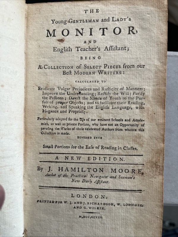 J Hamilton Moore / YOUNG GENTLEMAN AND LADY'S MONITOR AND ENGLISH TEACHER'S 1798 gallery