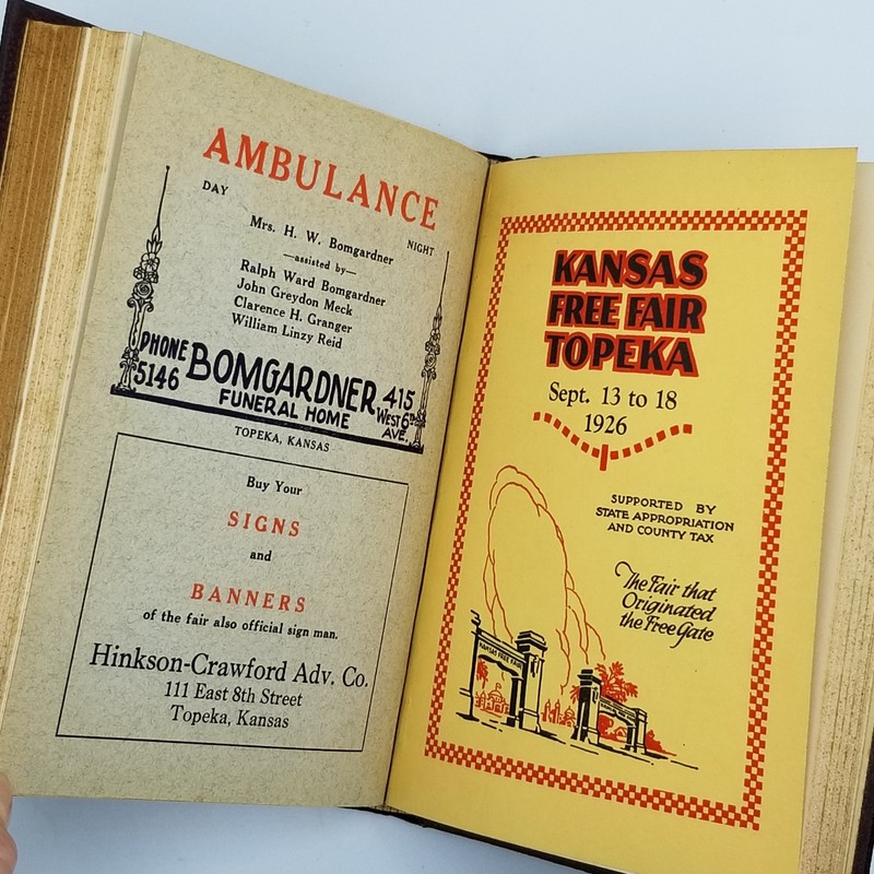 Kansas Free Fair Archive 1926–1925-1924 Vintage Bound Advertising Ephemera