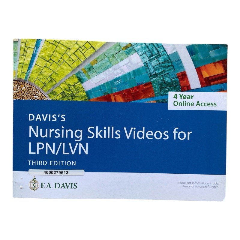 Davis Nursing Skills Videos for LPN/LVN 3rd Ed 4 Year Access Code NEW