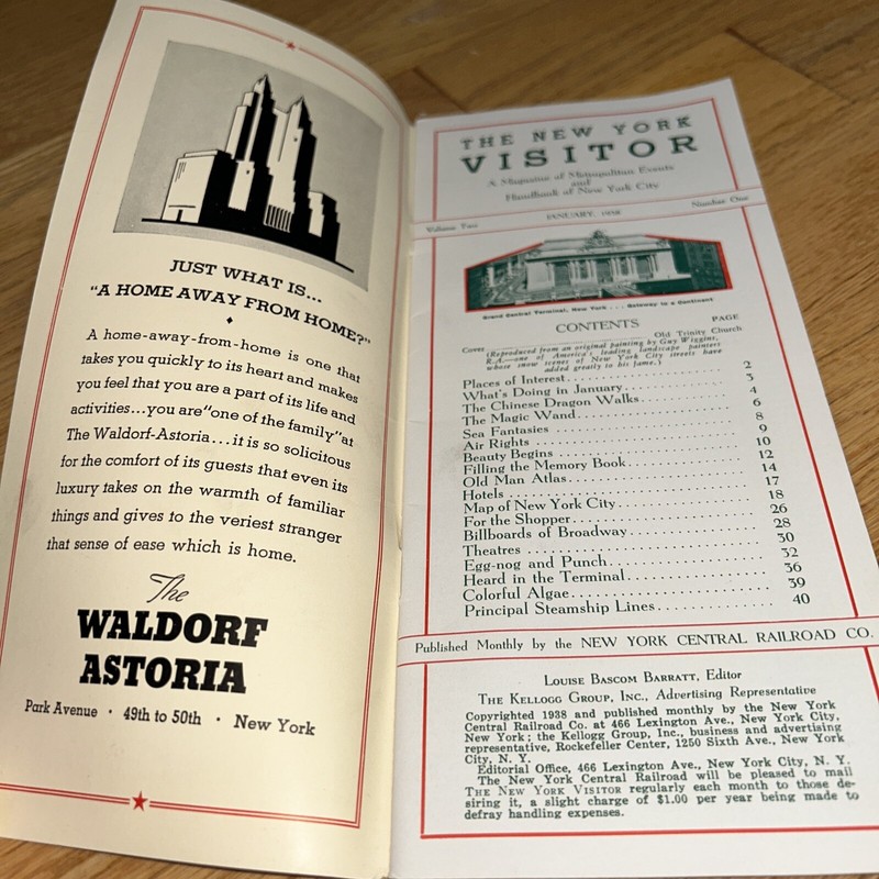 Jan 1938 THE NEW YORK VISITOR Guide NEW YORK CENTRAL SYSTEM Railroad GUY WIGGINS gallery