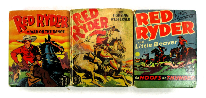 Lot of 3 «Red Ryder» Fred Harman 1939-45 Hardcover «Better Little Book» Whitman