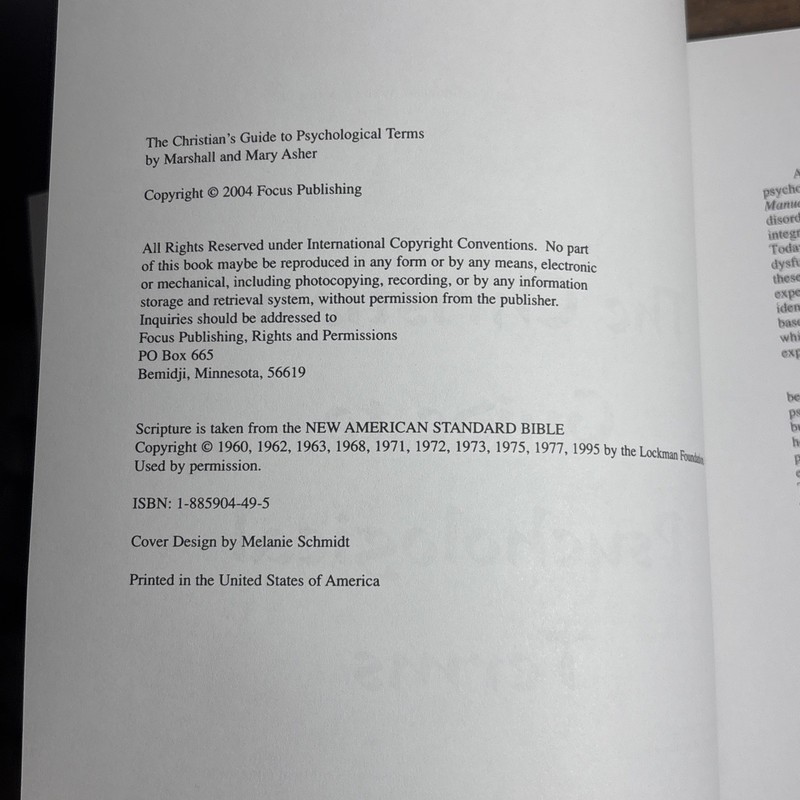 THE CHRISTIAN'S GUIDE TO PSYCHOLOGICAL TERMS By Marshall Asher & Mary Asher *VG* gallery
