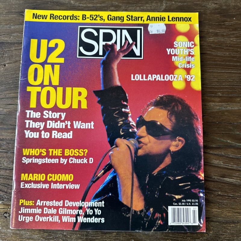 SPIN Magazine July 1992 Vintage Very Good Condition Featuring U2