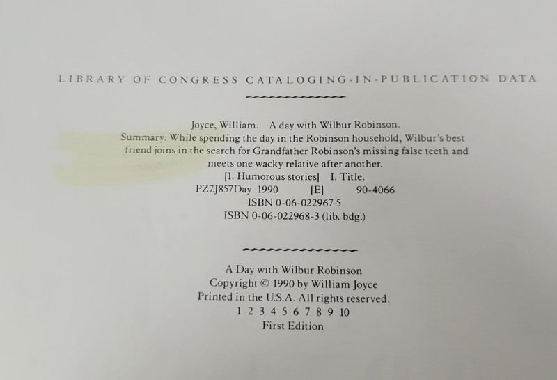 A Day with Wilbur Robinson Hardcover William Joyce 1990 First Edition and Signed gallery