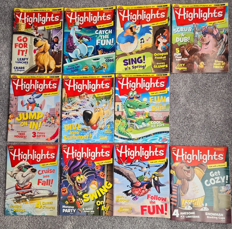 Highlights Magazine 2017 Set – 11 Issues January to July & September to December