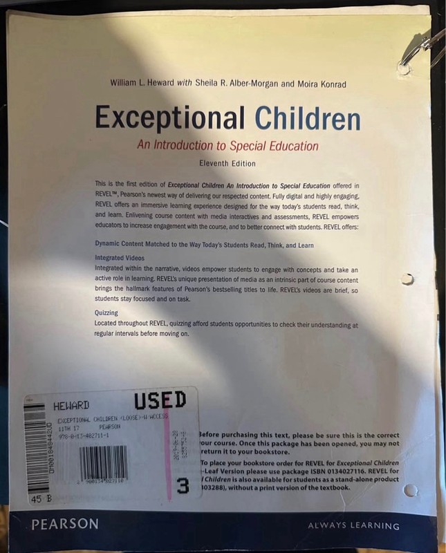 Pearson Exceptional Children Loose-Leaf Eleventh Edition by Heward
