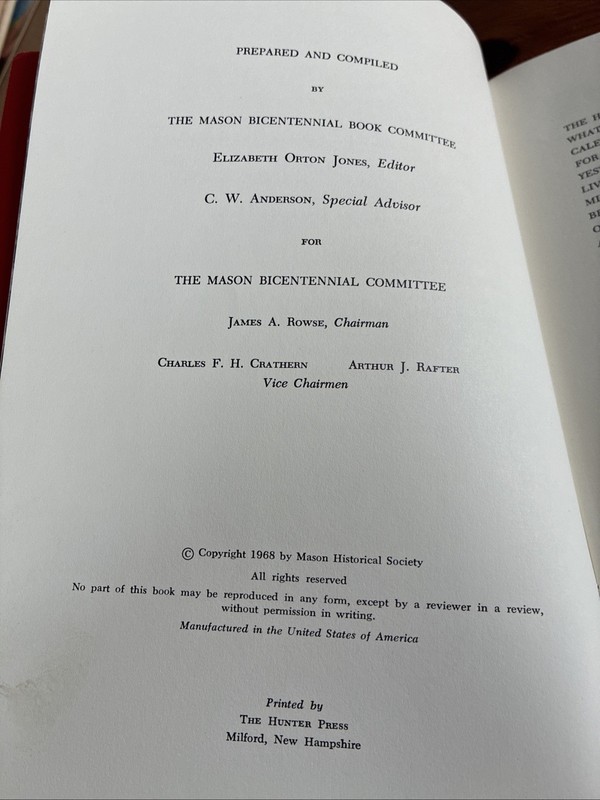 Mason New Hampshire Bicentennial 1768-1968 Book Illustrated gallery