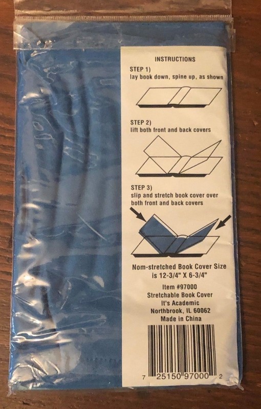 Book Cover SUPER Stretchy Re-use & Washable 12 3/4" x 6 3/4" IN Solid Dark Blue gallery