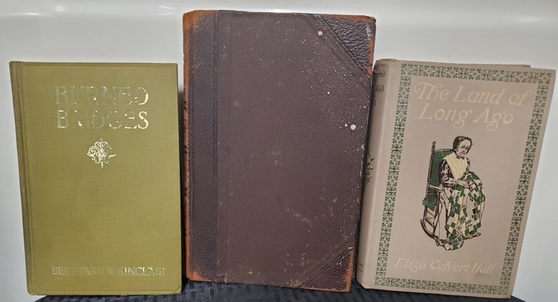 3 Antique Books, Land Of Long Ago, I.C S. Reference Library, Burned Bridges
