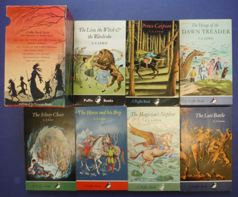 C.S. Lewis Chronicles of Narnia 1970 Vintage PB Puffin Boxed set Pauline Baynes