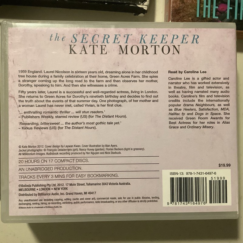 The Secret Keeper by Kate Morton (2013, Compact Disc, Unabridged edition) gallery