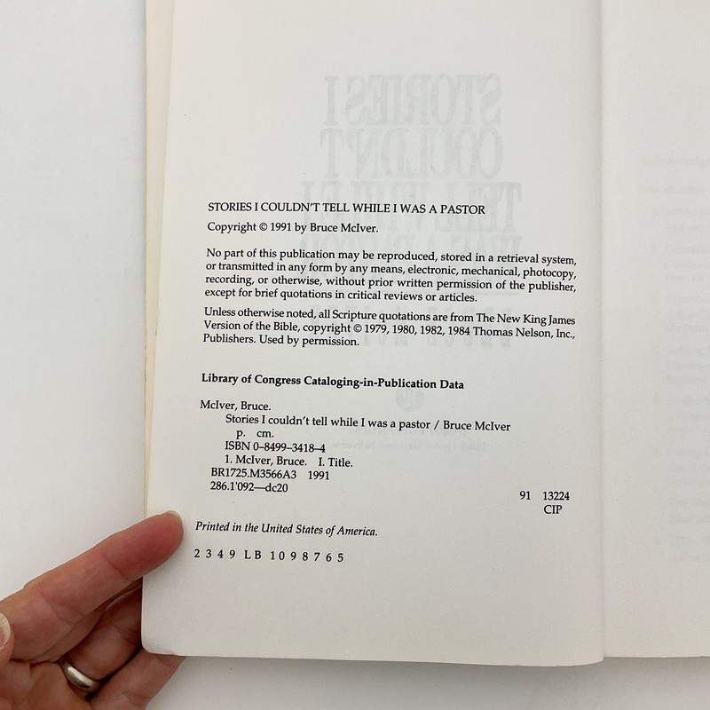 Stories I Couldn't Tell as a Pastor Memoir Paperback Book Bruce McIver 1991 gallery