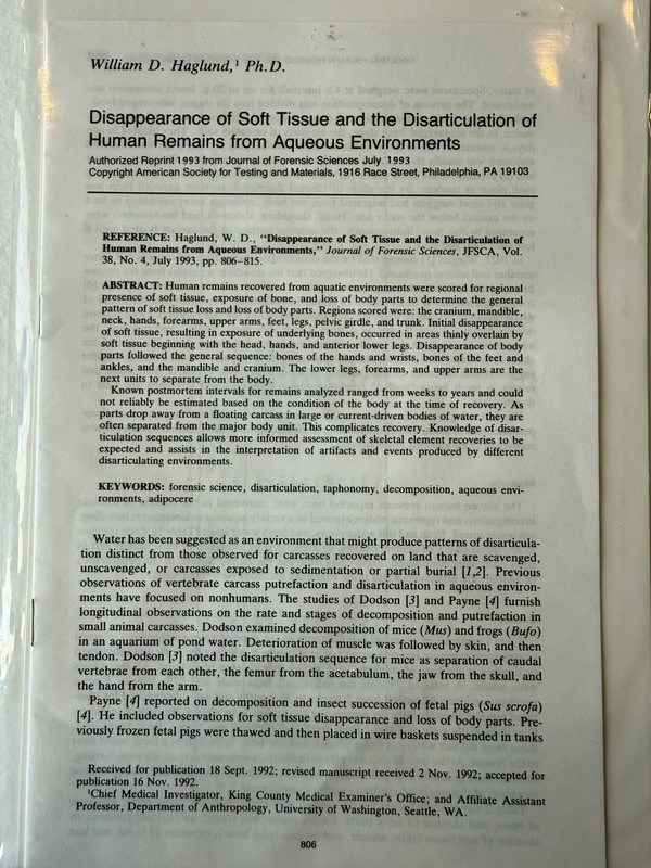 Disappearance of Soft Tissue and the Disarticulation of Human Remains from…JFS