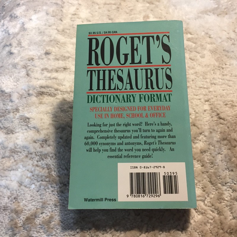 Roget’s Thesaurus Dictionary Format K. Nichols 1990 Watermill Press Reference gallery