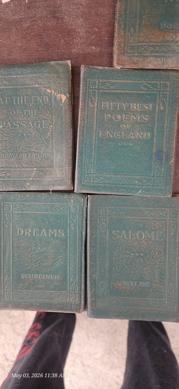 Vintage Little 34 Leather Library Books Lot Mini Classic Green Gold Embossed gallery