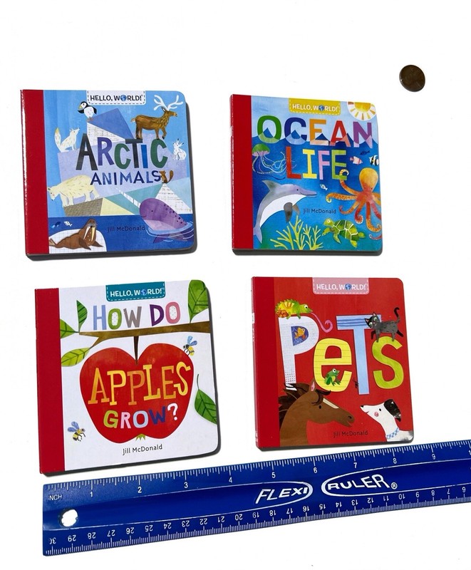 Jill McDonald Set Of 4 Mini Board Books Chick-Fil-A 4 in. Ocean Life Pets Apples