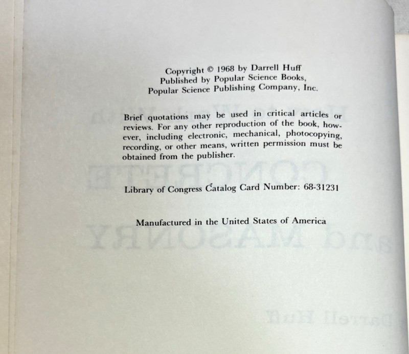 Vintage 1968- How to Work With Concrete and Masonry by Darrell Huff gallery