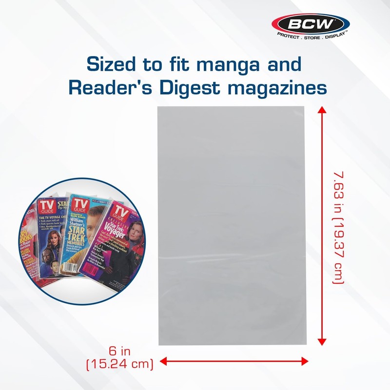 200 BCW Digest & Manga Clear Poly Bags Acid Free Safe Storage Holders 2 Mil DEAL gallery