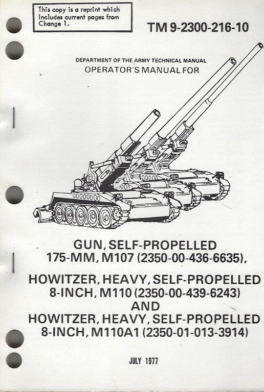 Historical book Gun, SP, 175 MM, M107, Howitzer, Heavy, SP 8 Inch, M110 & M110A1