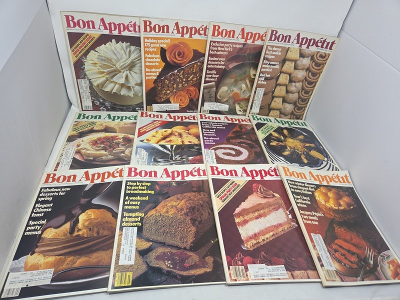 Lot of 12 Bon Appetit Magazine Vintage Full Year 1985 Jan-Dec