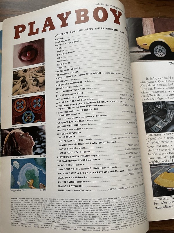 Playboy Magazine September 1972 Sandra Jozefski Cover, Susan Miller Centerfold gallery