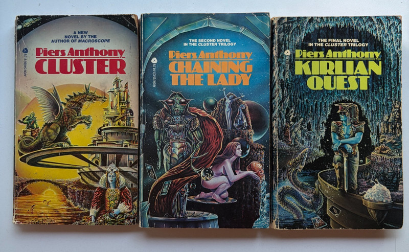 Piers Anthony Cluster Trilogy Vintage Paperback Lot Chaining Lady Kirlian Quest
