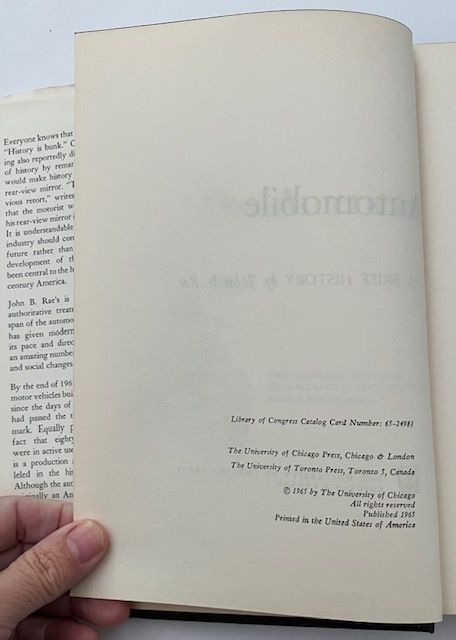 The American Automobile A Brief History John B Rae 1965 HC DJ Univ Chicago Press gallery
