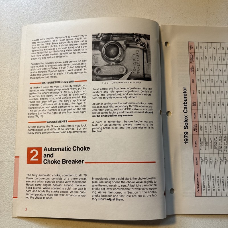 Master Tech Service 1979 Servicing The Soled/Import Carburetors Reference Book gallery