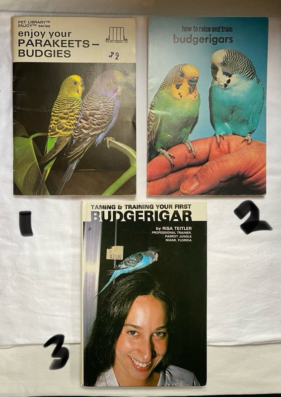 3 books on raising / taming / training Budgerigar / Parakeet birds