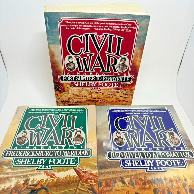 The Civili War; A Narrative Vols. 1-3, by Shelby Foote, 1986, Softcover Bundle gallery