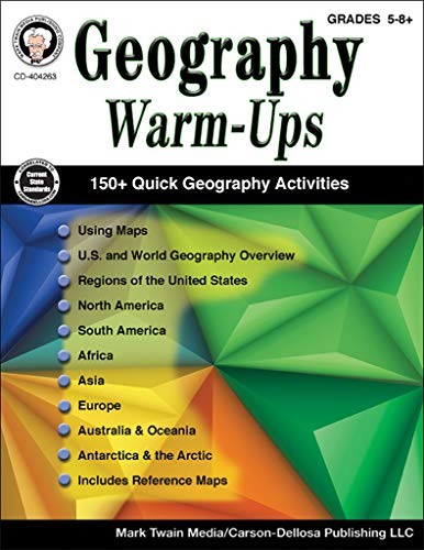 Mark Twain Media | Geography Warm-Ups Workbook | 5th–6th Grade, 96pgs – pa…