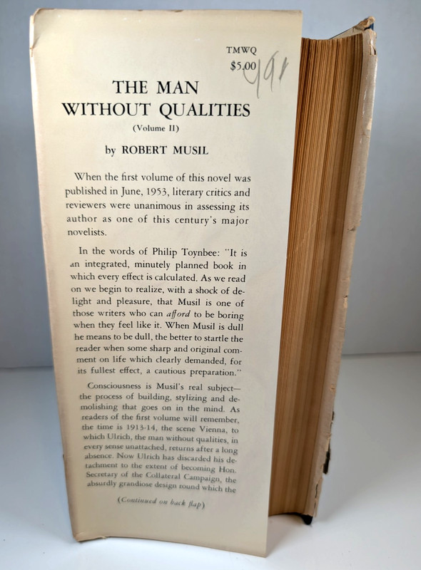 The Man Without Qualities Vol. 2 – Robert Musil – 1st American Ed 1954 HC w/DJ gallery