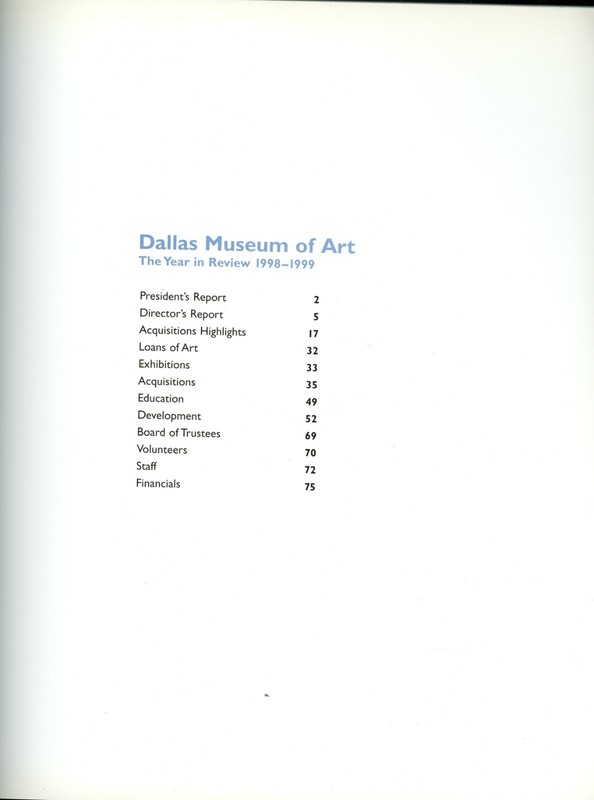 Dallas Museum of Art The Year in Review 1998-1999 Annual Report Art Museum Catal gallery