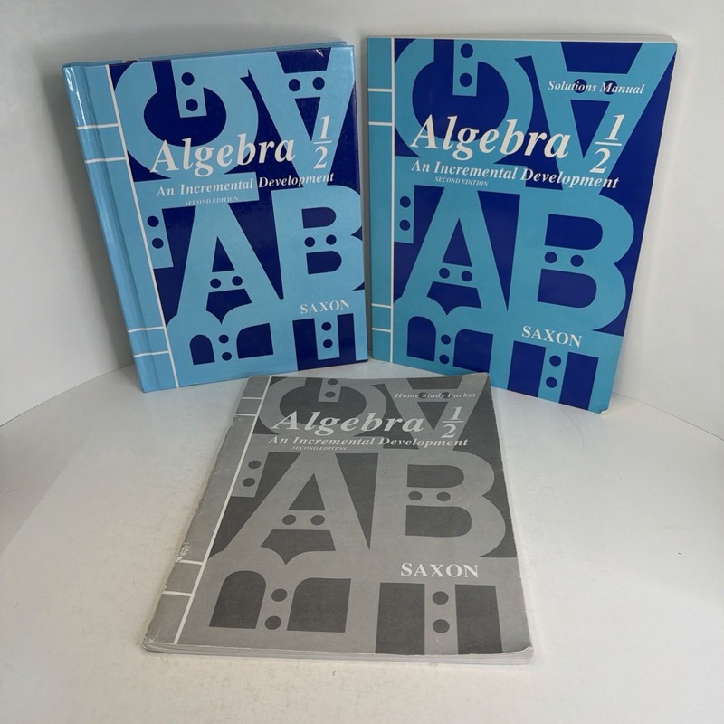 Saxon Algebra 1/2 Lot 2nd Ed. Textbook, Solution Manual, & Home Study Packet